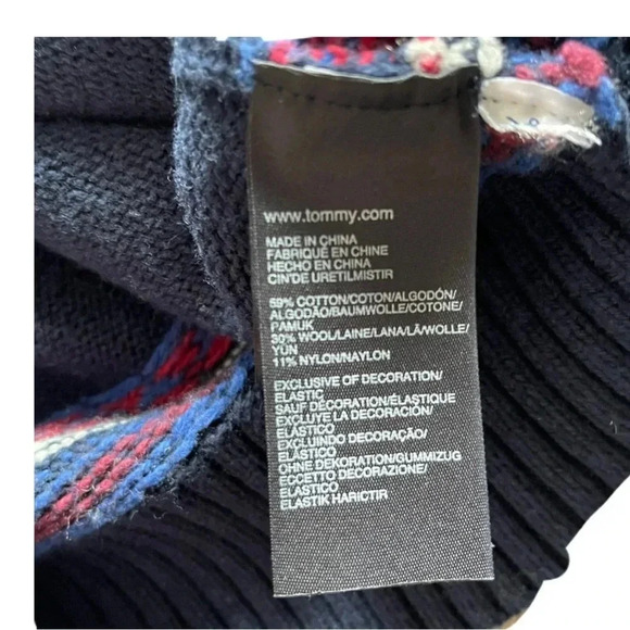 Tommy Hilfiger Luxury Blend Snowflake Cardigan Sweater Navy Blue Men’s Small - Picture 6 of 11